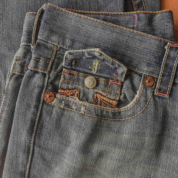 TRUE RELIGION brand Rainbow Thread Denim pants US 34 Made in USA USED - Picture 3 of 8